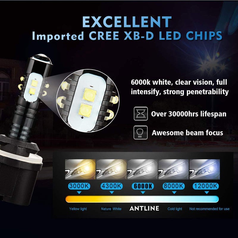 Antline مصابيح ضباب LED فائقة السطوع 50 واط 880 890 892 893 899 باللون الأبيض الزينون للاستخدام في مصابيح DRL أو الضباب (عبوات من 2) - Image 3